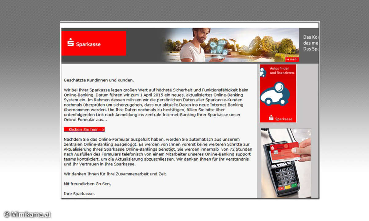 Sparkasse: Phishing-Mail