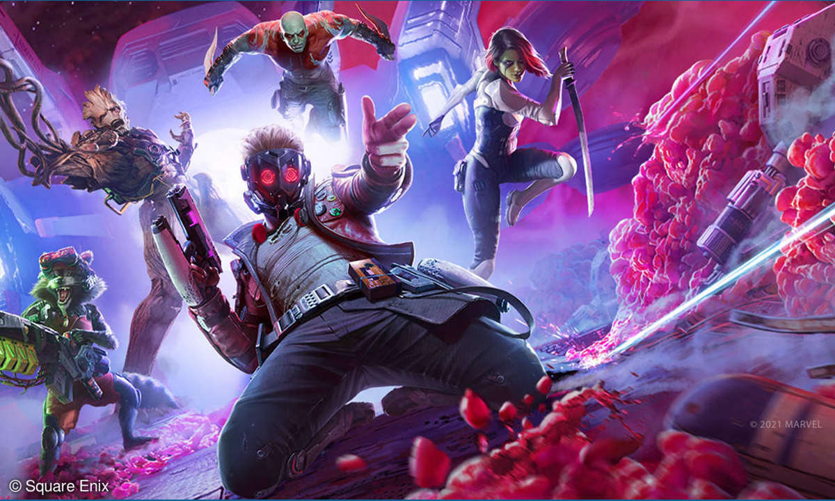 Die Guardians of the Galaxy in Actionpose