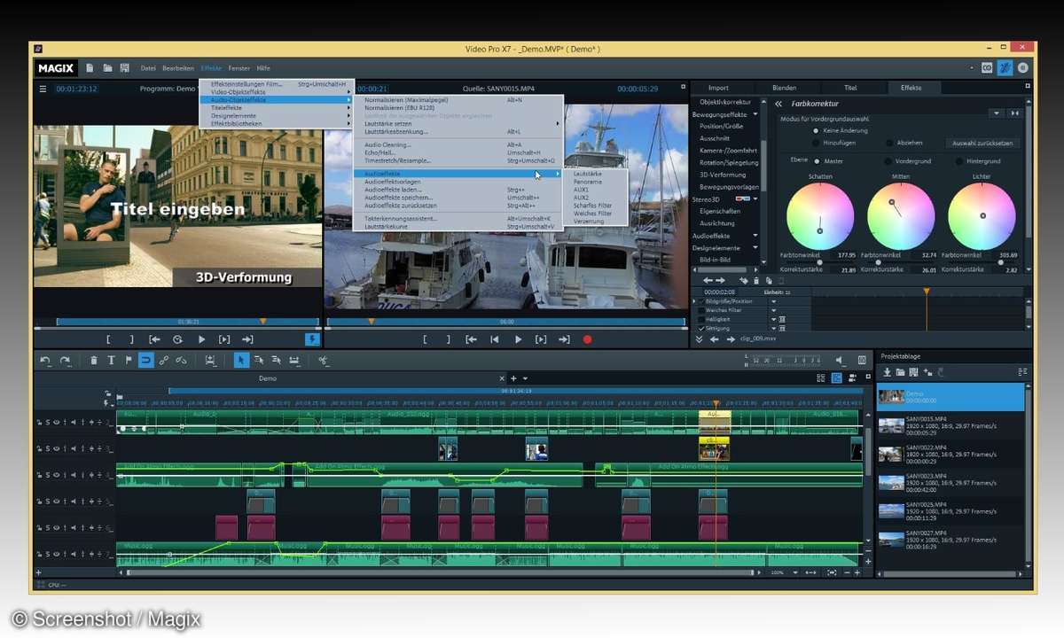 Screenshot von Magix Video Pro X7